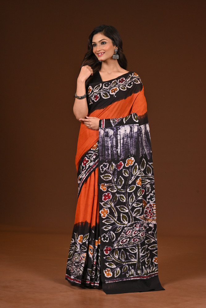 PURE COTTON HAND MALMAL SAREE