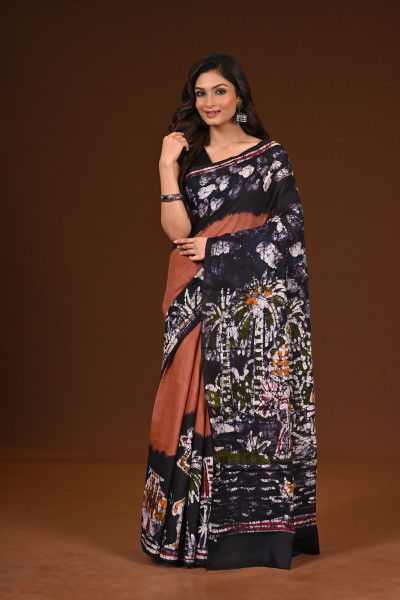 PURE COTTON HAND MALMAL SAREE