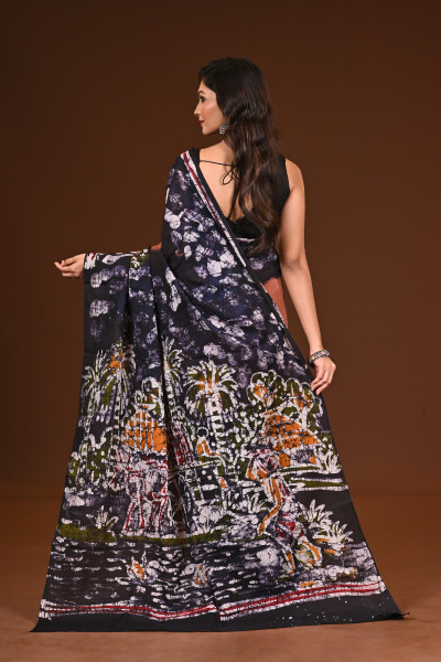 PURE COTTON HAND MALMAL SAREE