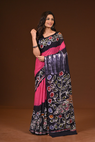 PURE COTTON HAND MALMAL SAREE