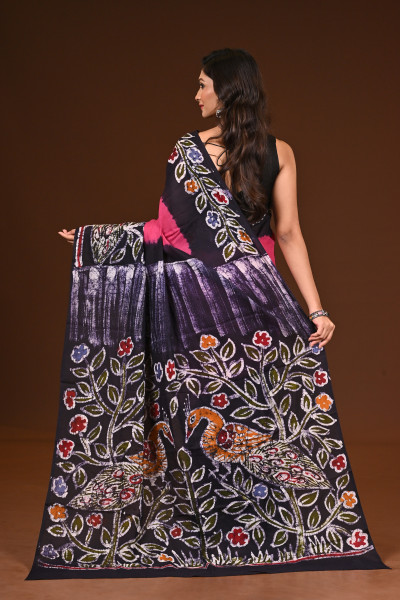 PURE COTTON HAND MALMAL SAREE