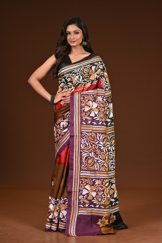 Image of PURE SILK KANTHA SAREE