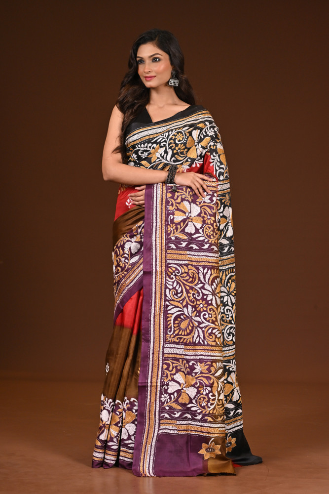 PURE SILK KANTHA SAREE