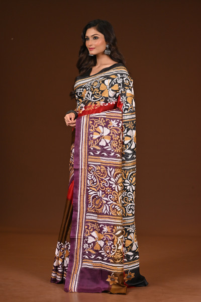 PURE SILK KANTHA SAREE