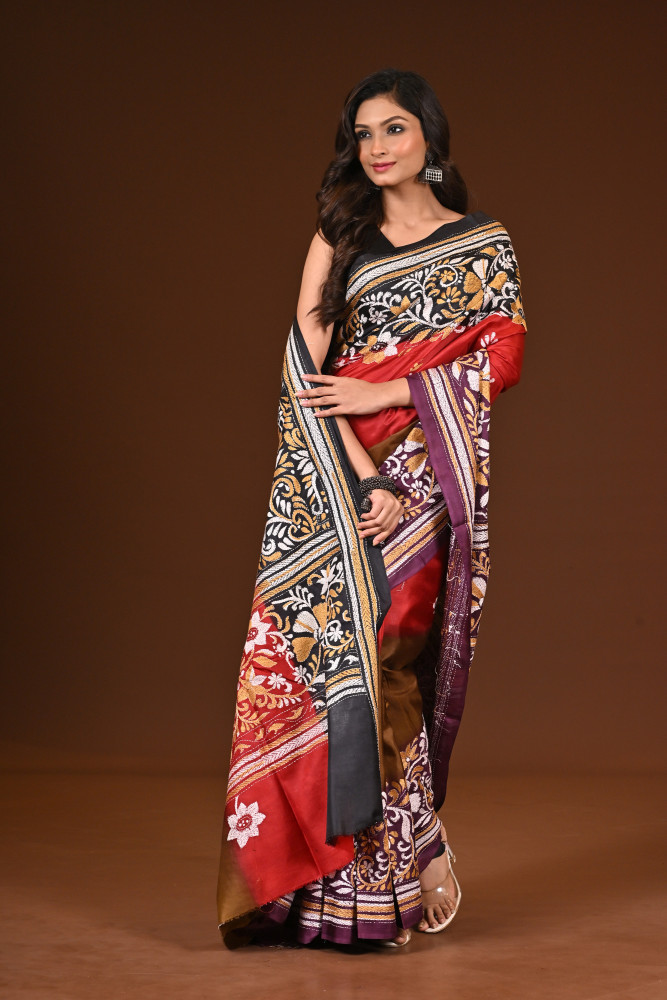 PURE SILK KANTHA SAREE