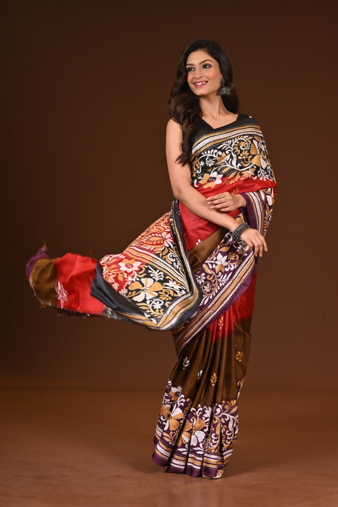 PURE SILK KANTHA SAREE