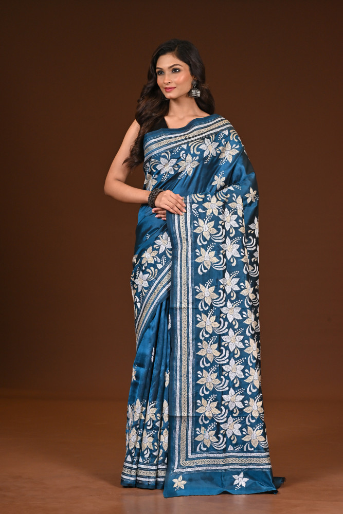 PURE SILK KANTHA SAREE