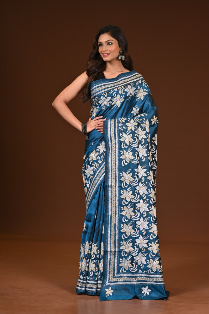 PURE SILK KANTHA SAREE