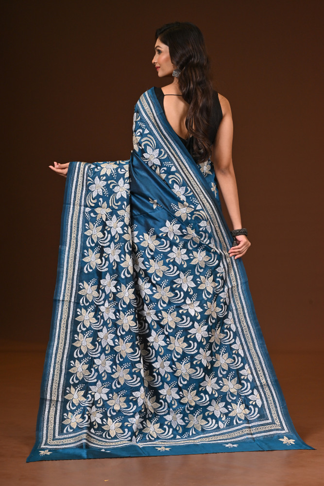 PURE SILK KANTHA SAREE