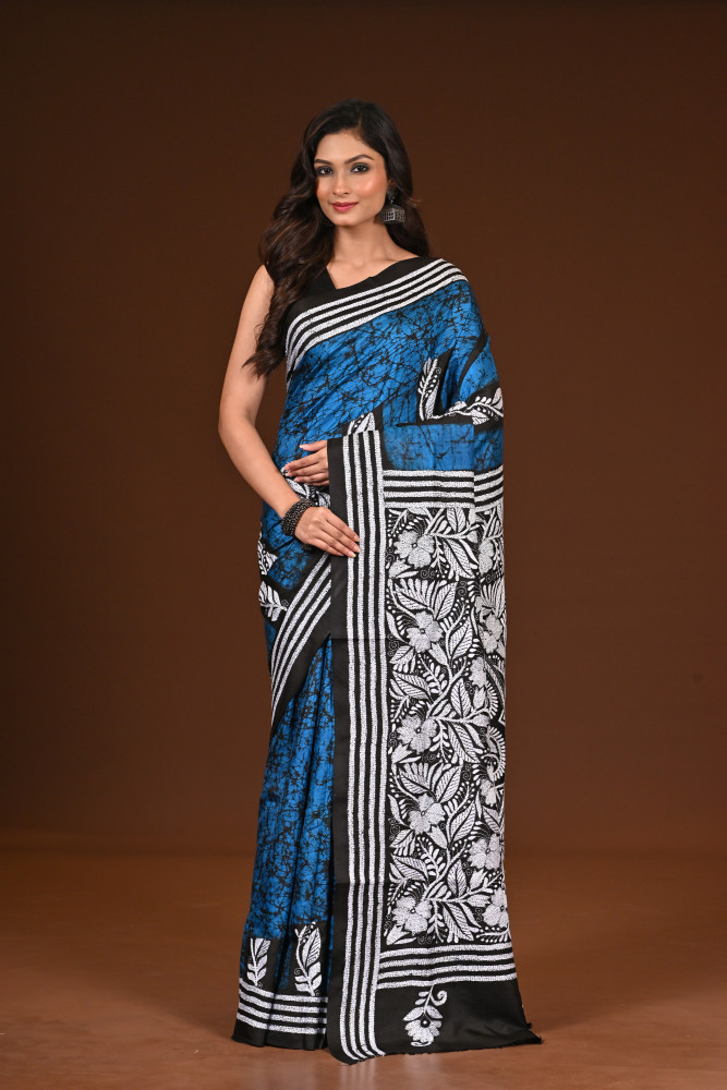 PURE SILK KANTHA SAREE