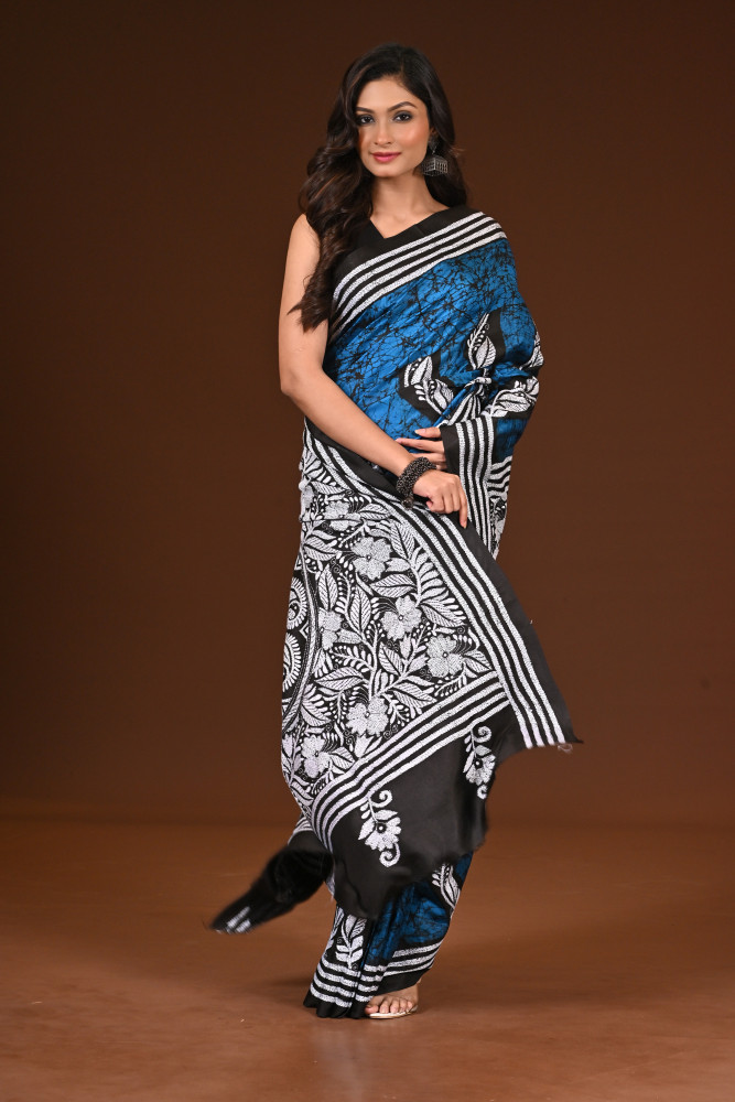 Image of PURE SILK KANTHA SAREE