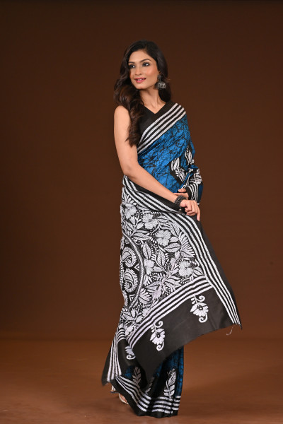 PURE SILK KANTHA SAREE