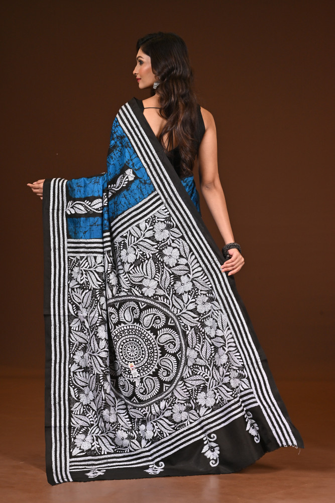 PURE SILK KANTHA SAREE
