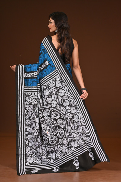 PURE SILK KANTHA SAREE