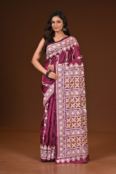PURE SILK KANTHA SAREE