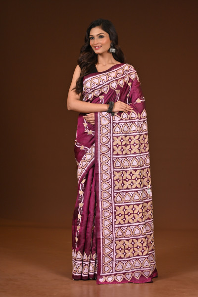 PURE SILK KANTHA SAREE