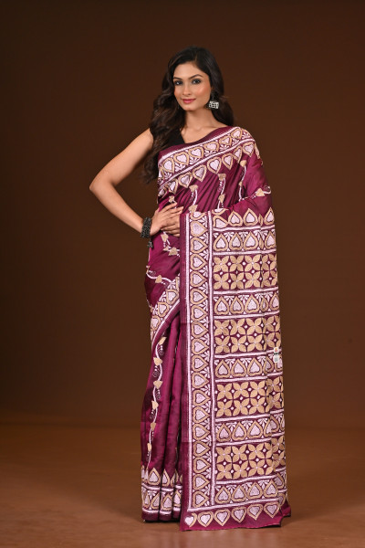 PURE SILK KANTHA SAREE