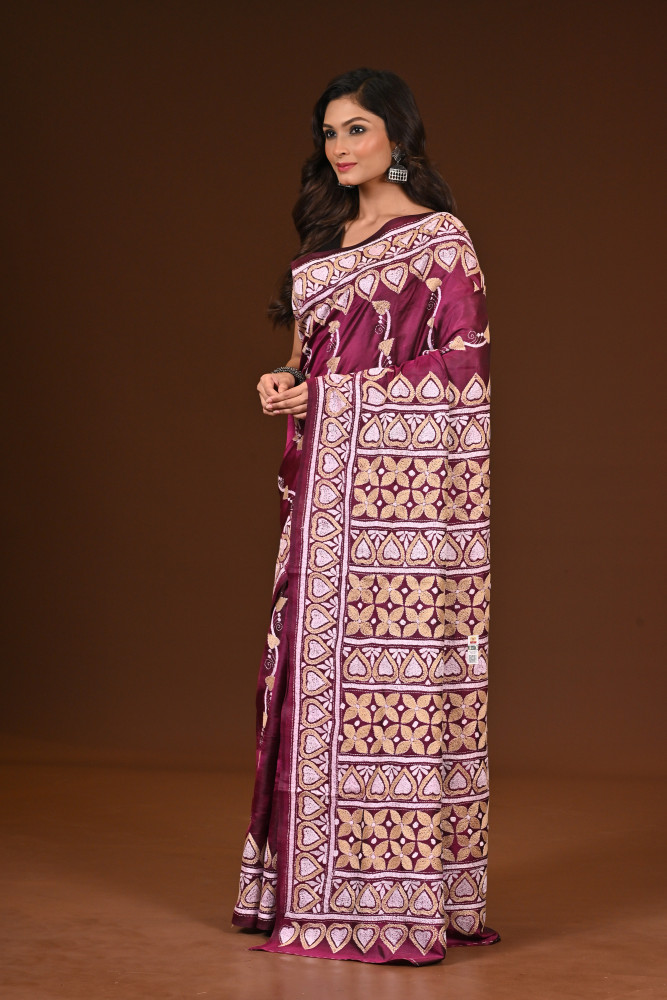 PURE SILK KANTHA SAREE