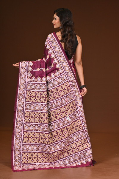 PURE SILK KANTHA SAREE