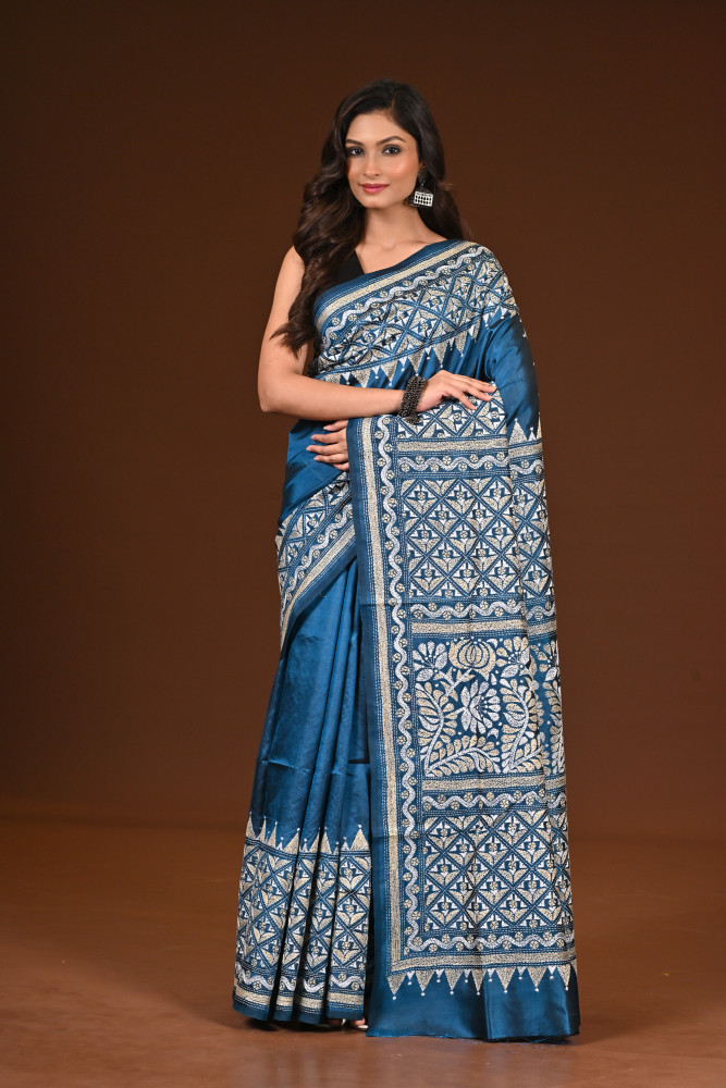 Image of PURE SILK KANTHA SAREE