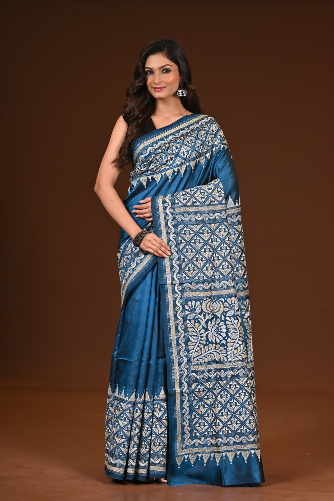 PURE SILK KANTHA SAREE