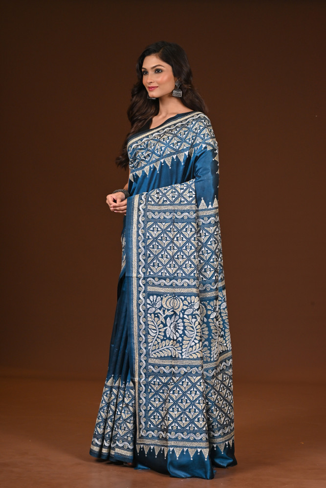 PURE SILK KANTHA SAREE