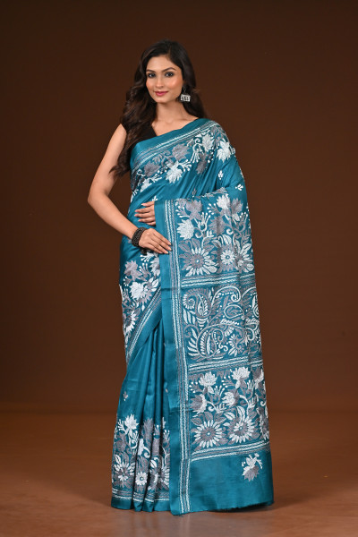 PURE SILK KANTHA SAREE