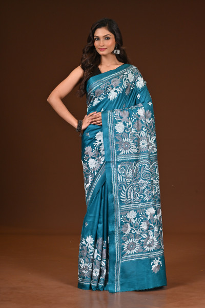 PURE SILK KANTHA SAREE