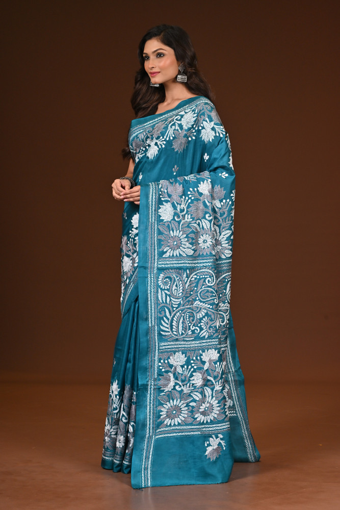 PURE SILK KANTHA SAREE