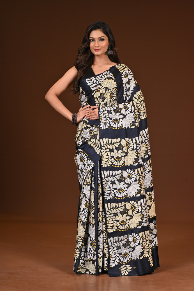 Image of PURE SILK KANTHA SAREE