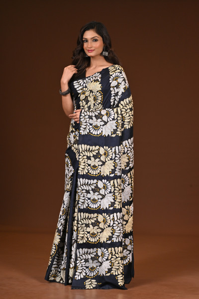 PURE SILK KANTHA SAREE