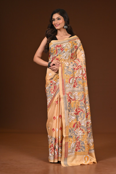PURE SILK KANTHA SAREE
