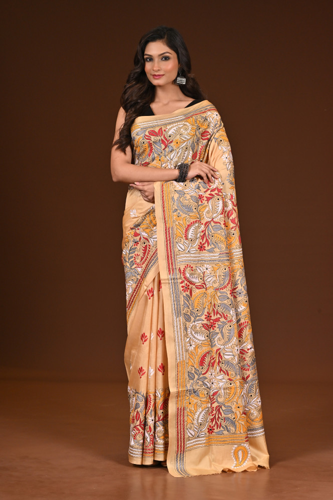 PURE SILK KANTHA SAREE