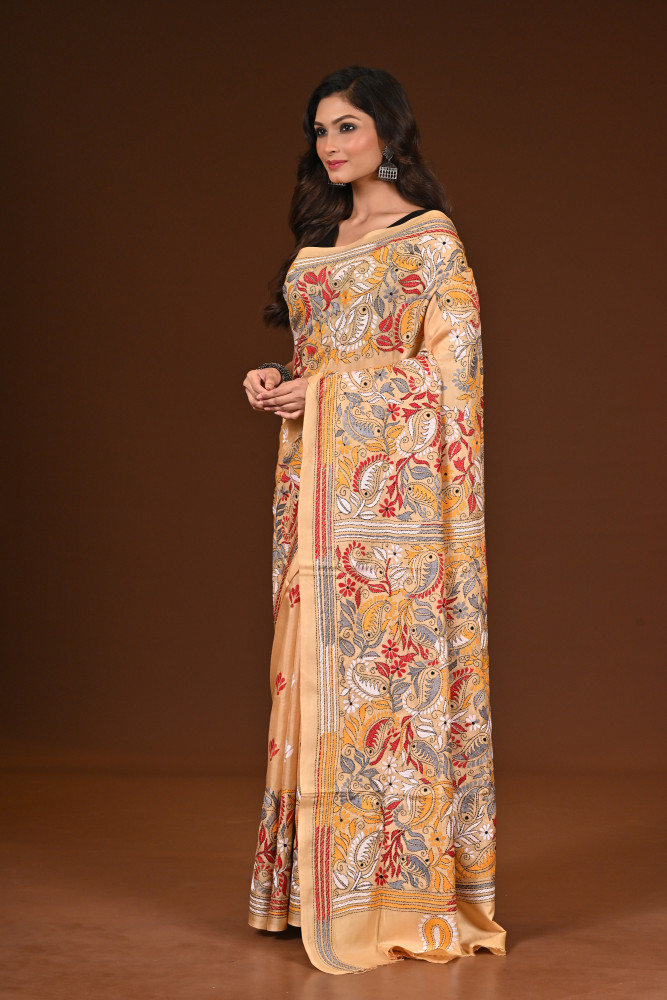 PURE SILK KANTHA SAREE