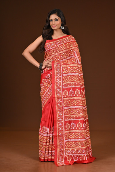 PURE SILK KANTHA SAREE