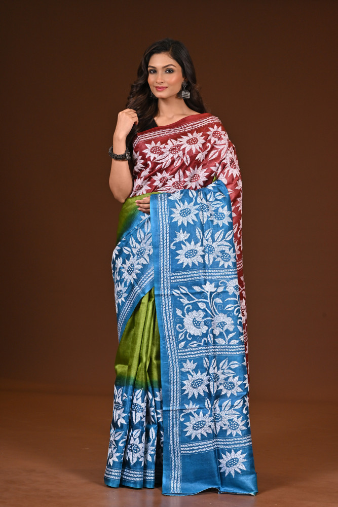 PURE SILK KANTHA SAREE