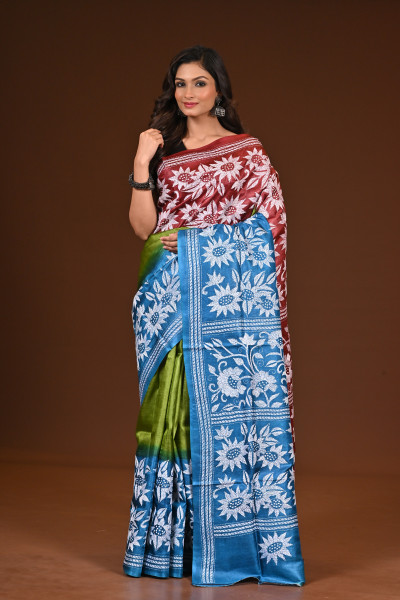PURE SILK KANTHA SAREE