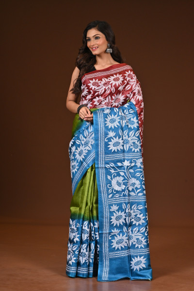 PURE SILK KANTHA SAREE