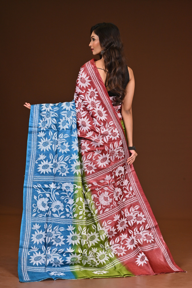 PURE SILK KANTHA SAREE
