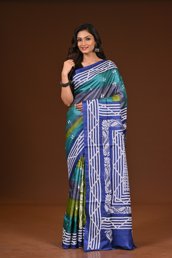 Image of PURE SILK KANTHA SAREE