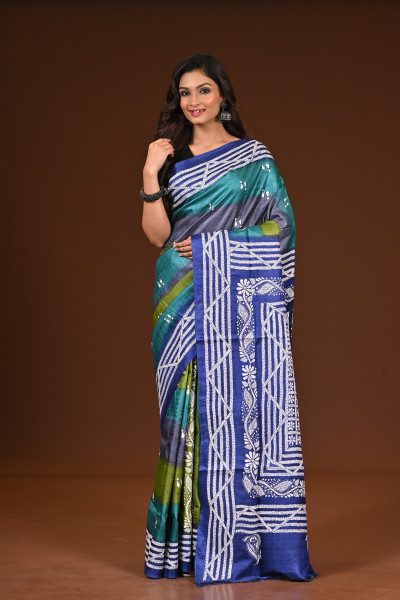 PURE SILK KANTHA SAREE