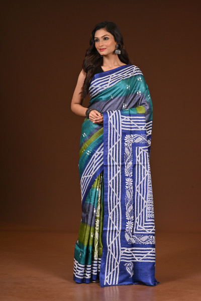 PURE SILK KANTHA SAREE