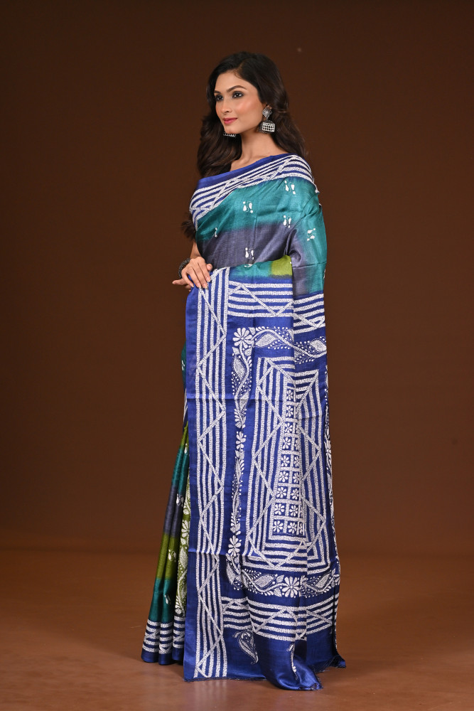 PURE SILK KANTHA SAREE