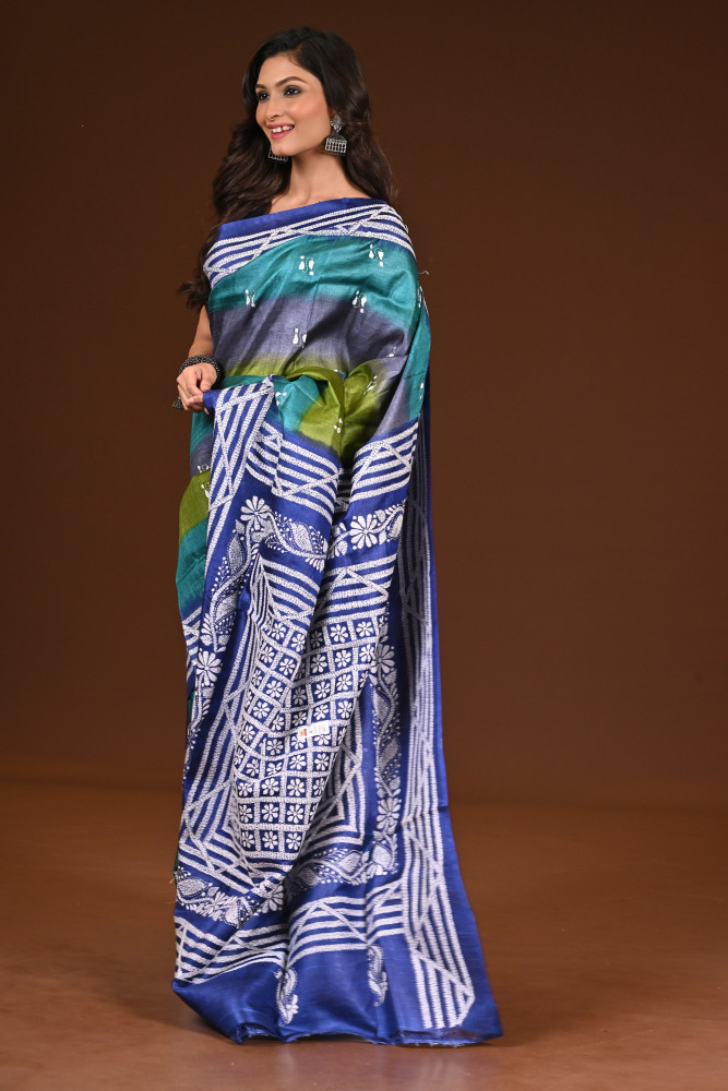 PURE SILK KANTHA SAREE