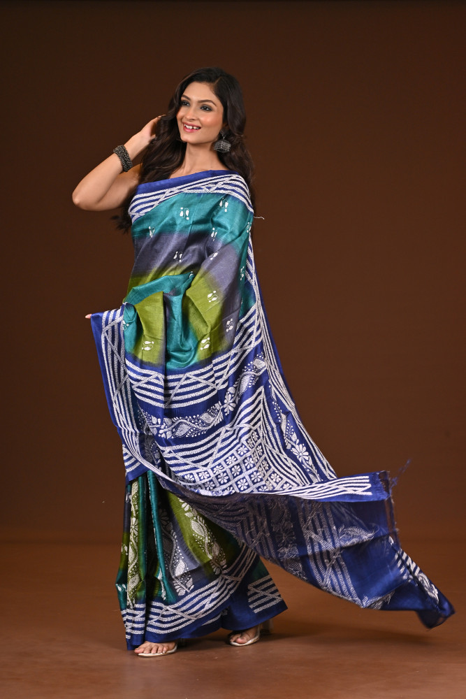PURE SILK KANTHA SAREE