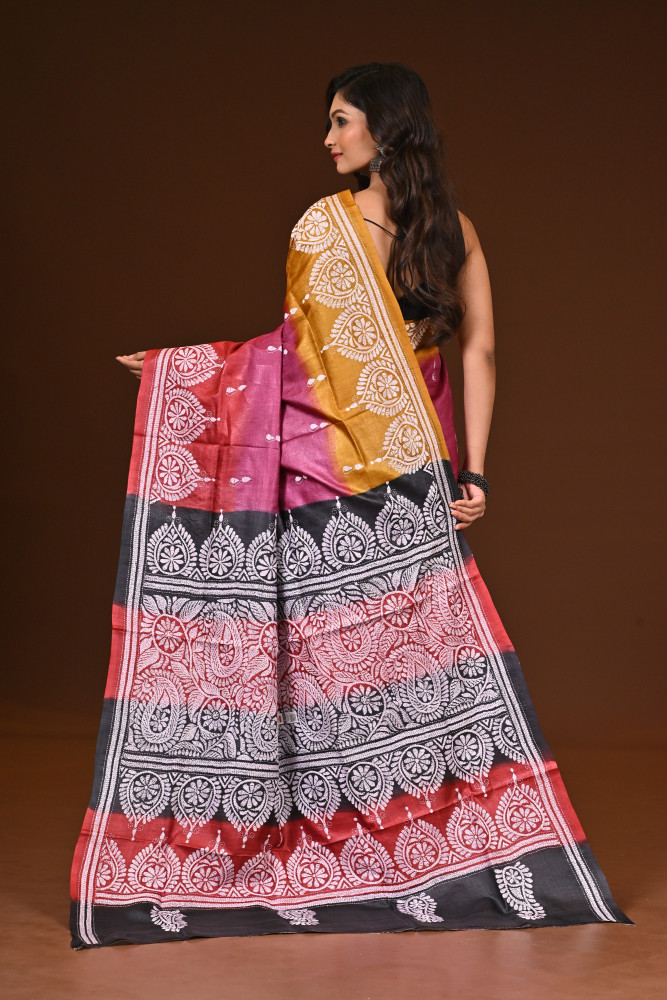 PURE SILK KANTHA SAREE