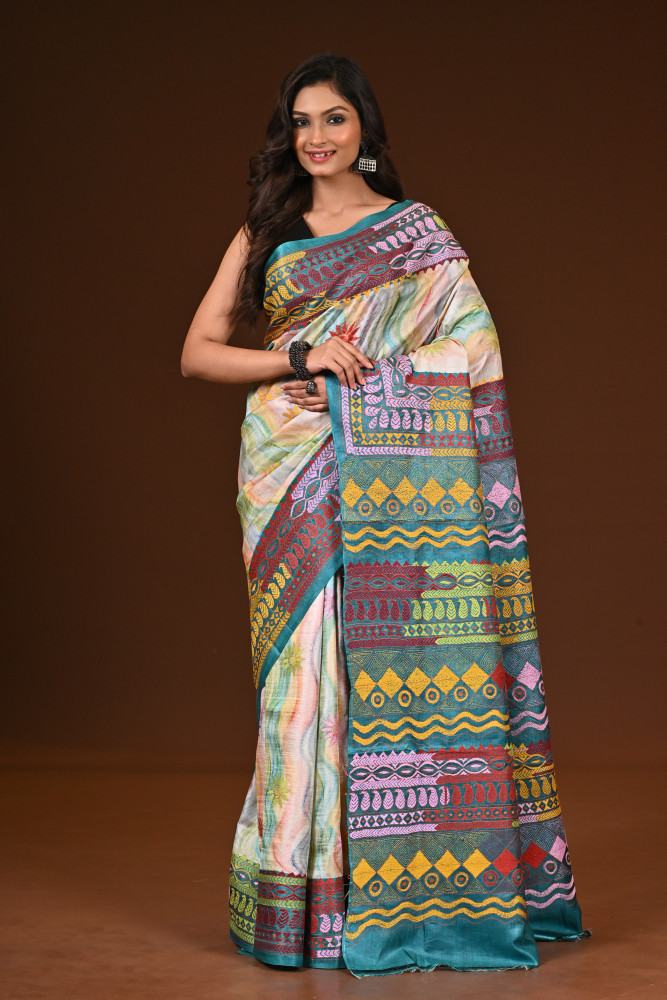 PURE SILK KANTHA SAREE