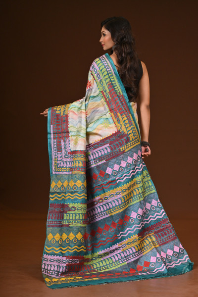 PURE SILK KANTHA SAREE