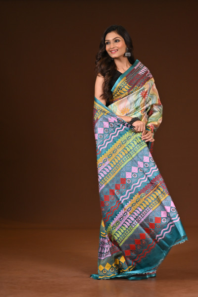 PURE SILK KANTHA SAREE