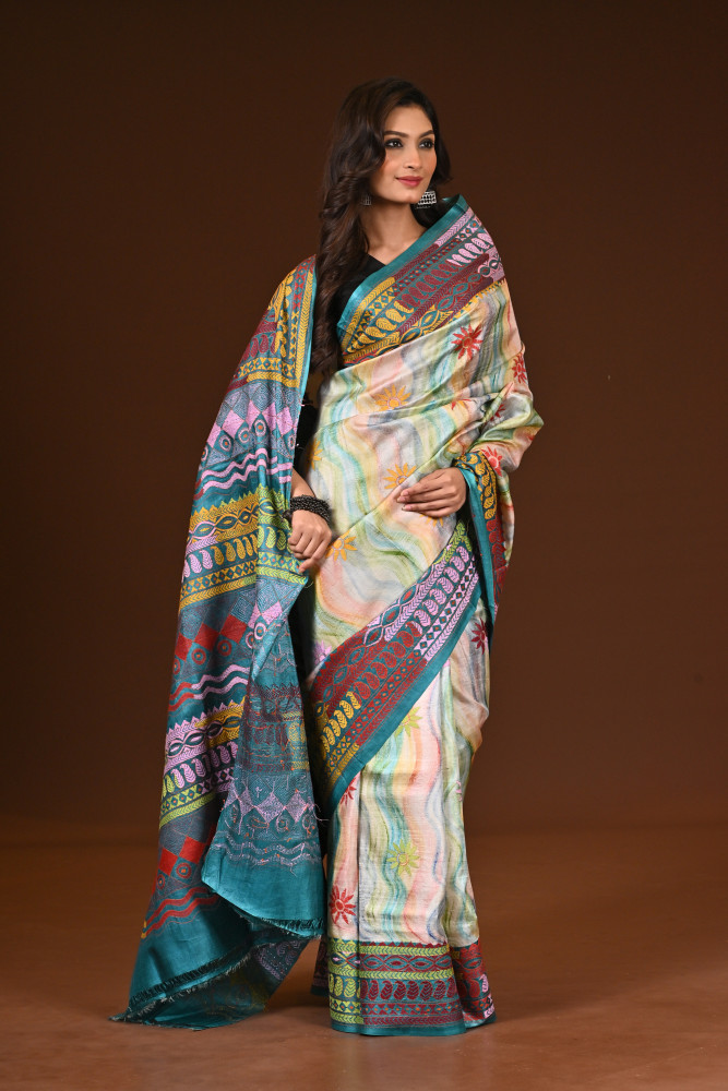 PURE SILK KANTHA SAREE